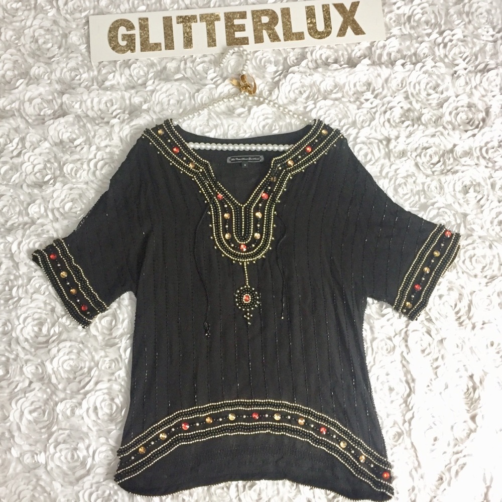 . What Goes Around Comes Around Silk Beaded Tunic!